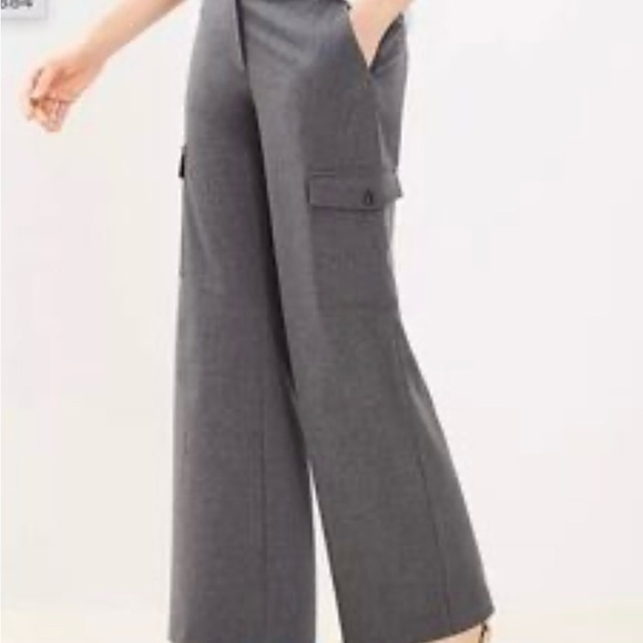 LOFT Pants - LOFT Charcoal Wide-Leg Pants